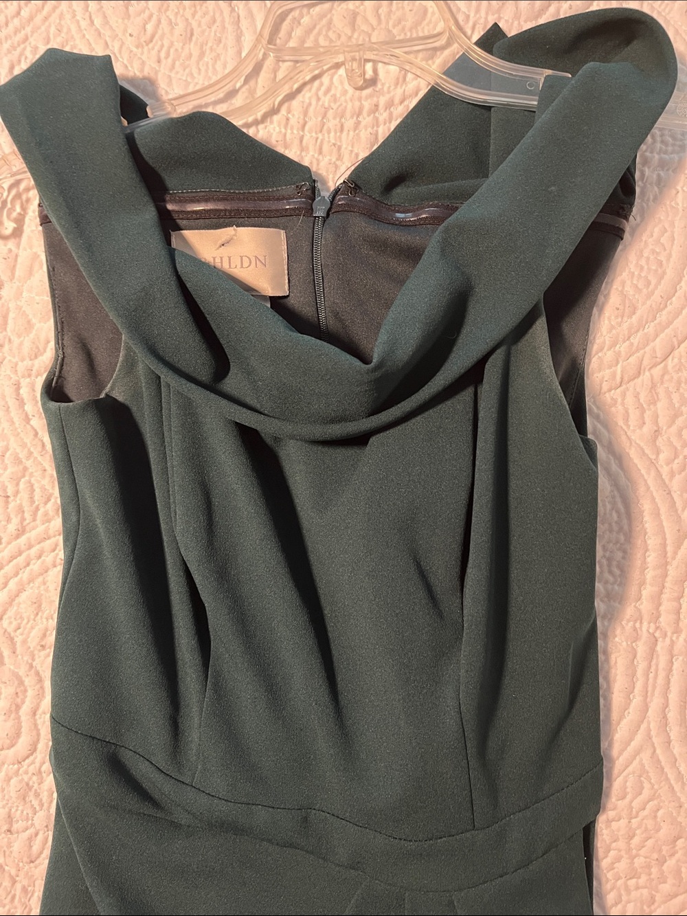 BHLDN Dark Green Cowl Neck Sleeveless Tunic Top